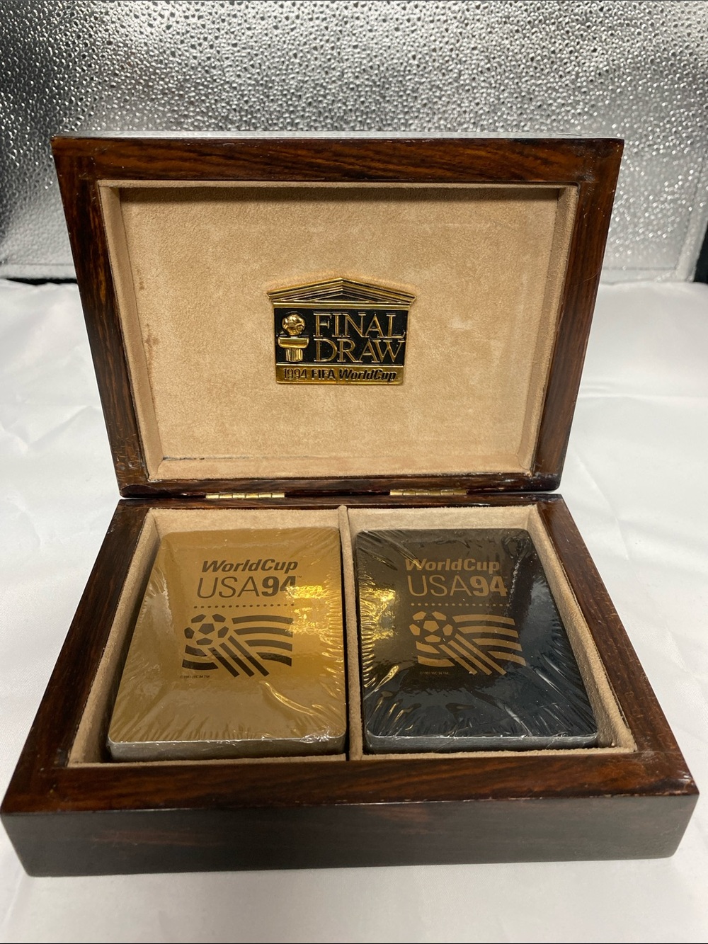 1994 FIFA World Cup USA ’94 Final Draw card set in the original wooden  box.